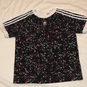 adidas 3 stripes floral tee ❀
